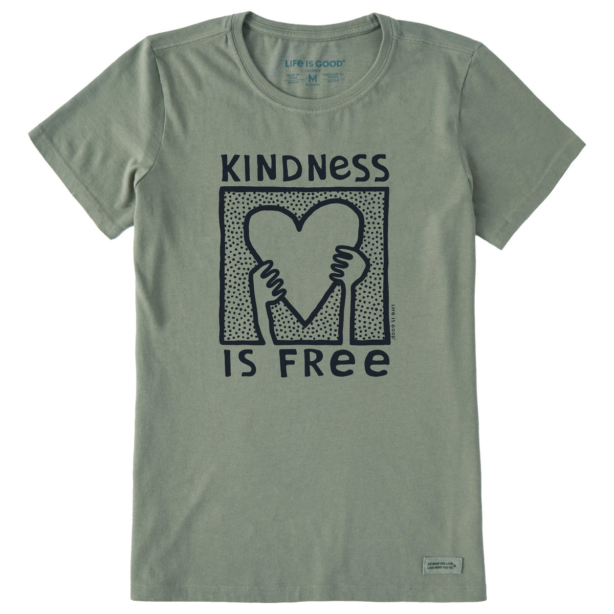 Women's Kindness is Free Heart Short Sleeve Crusher Tee