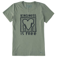 Women's Kindness is Free Heart Short Sleeve Crusher Tee