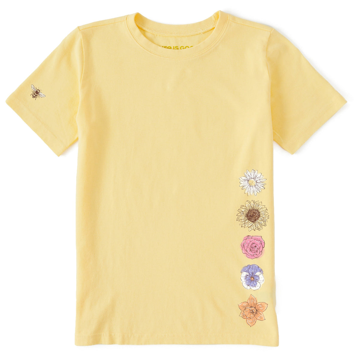 Kids Watercolor Flower Stack Short Sleeve Crusher Tee