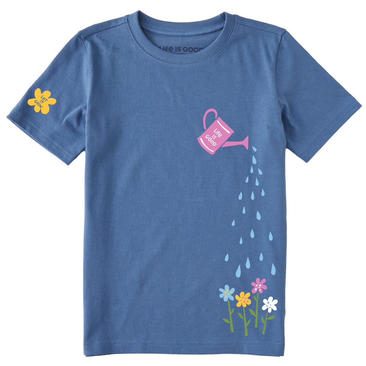 Kids Watering Can Flowers Short Sleeve Crusher Tee