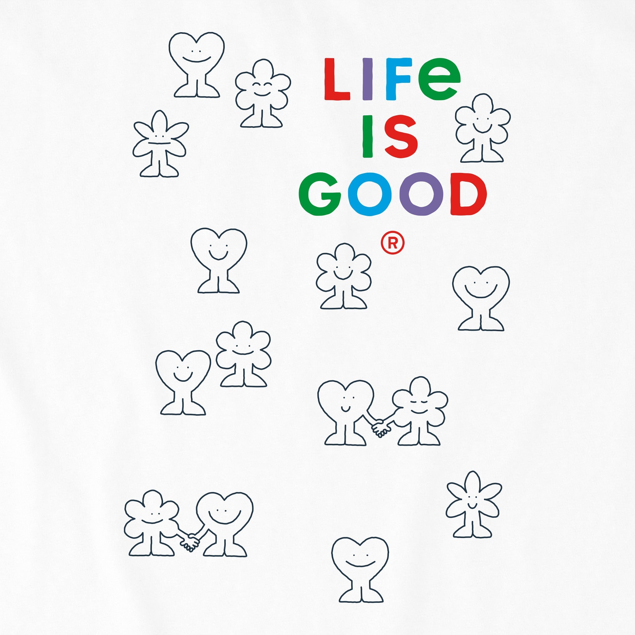 Kids Smiling Hearts and Flowers Short Sleeve Crusher Tee