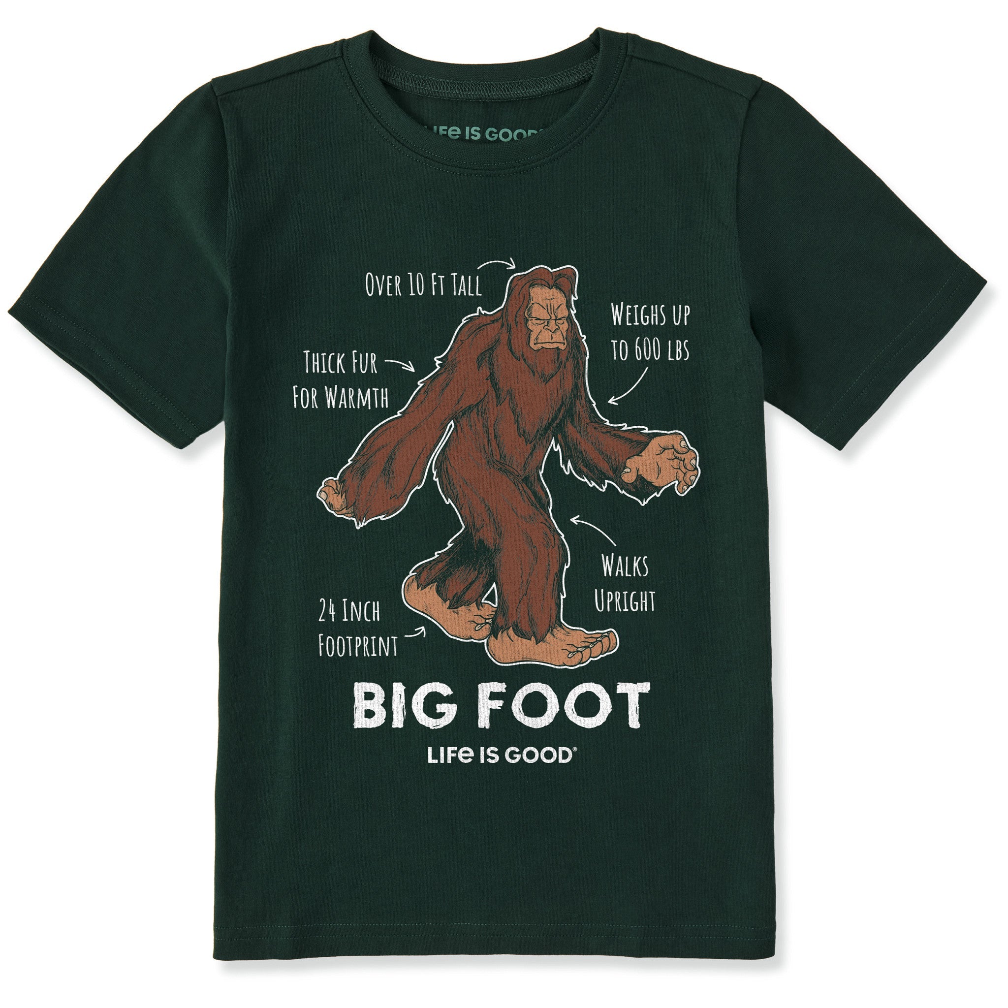 Kids Big Foot Facts Short Sleeve Crusher Tee