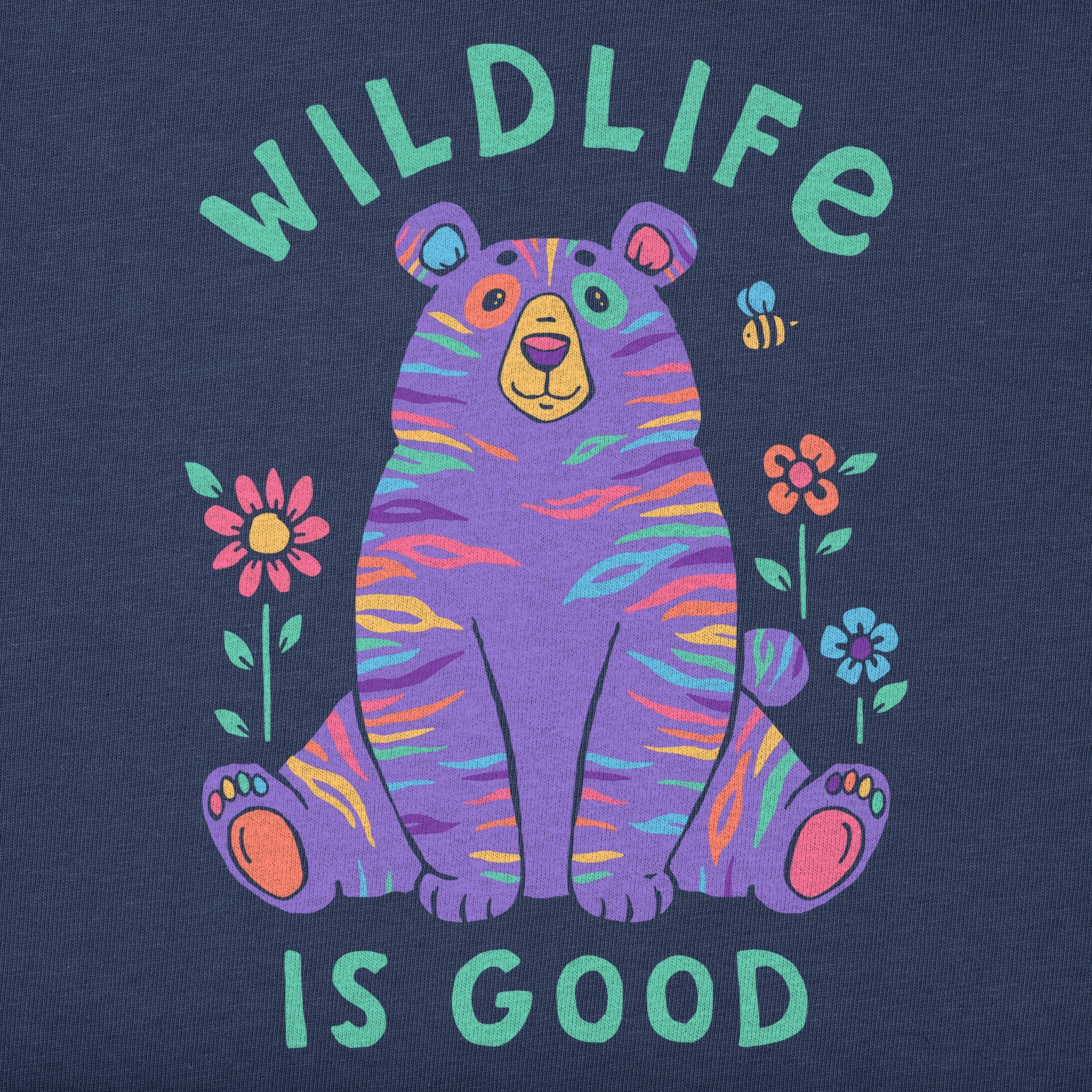 Toddler Wildlife is Good Bear Tiger Short Sleeve Crusher Tee