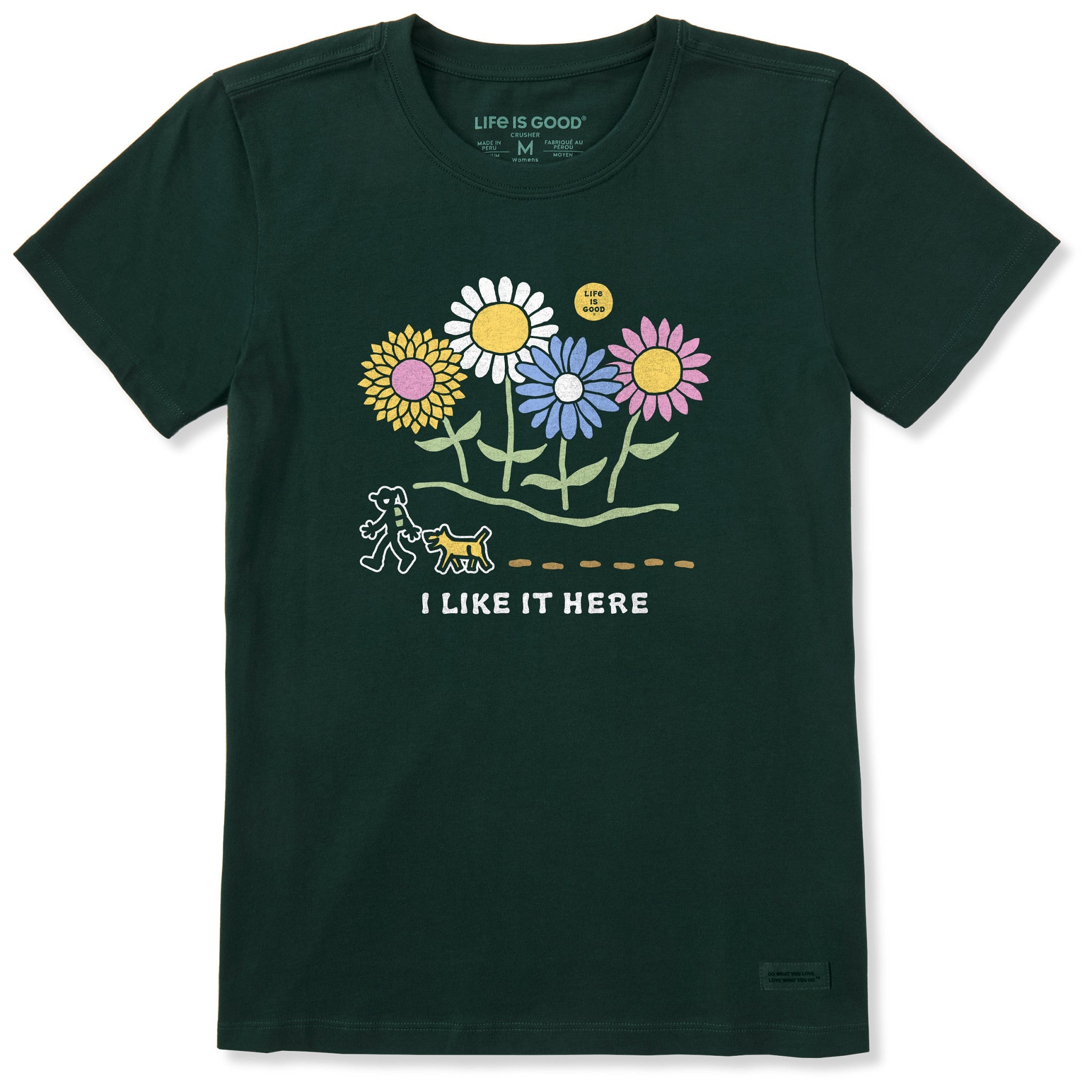 Women's I Like it Here Jackie and Rocket Wildflowers Short Sleeve Crusher Tee
