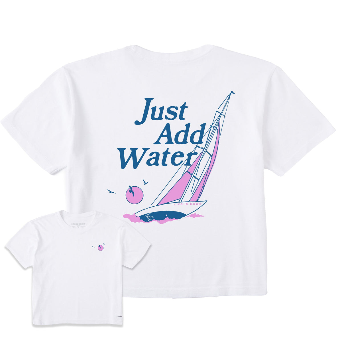 Women's Just Add Water Sunset Sail Short Sleeve Crusher Boxy Tee