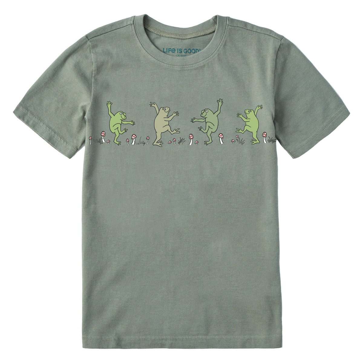 Kids Dancing Frogs Mushrooms Short Sleeve Crusher Tee