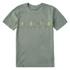 Kids Dancing Frogs Mushrooms Short Sleeve Crusher Tee