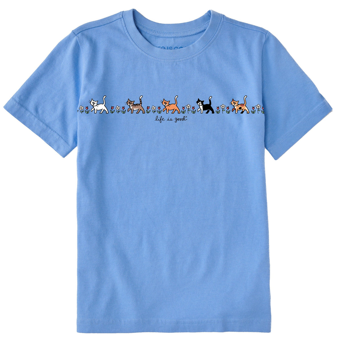 Kids Vintage Cats in Flowers Short Sleeve Crusher Tee