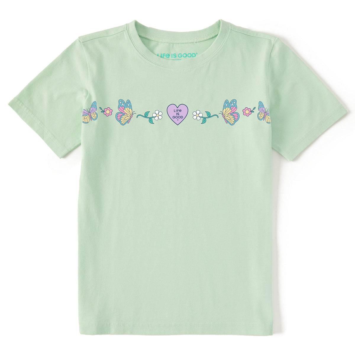 Kids Floral Butterfly Heart Short Sleeve Crusher Tee