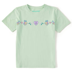 Kids Floral Butterfly Heart Short Sleeve Crusher Tee
