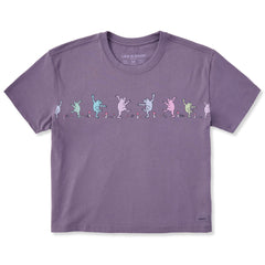 Women's Dancing Frogs Mushrooms Short Sleeve Crusher Boxy Tee