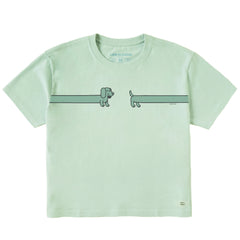 Women's Happy Dachshund Short Sleeve Crusher Boxy Tee