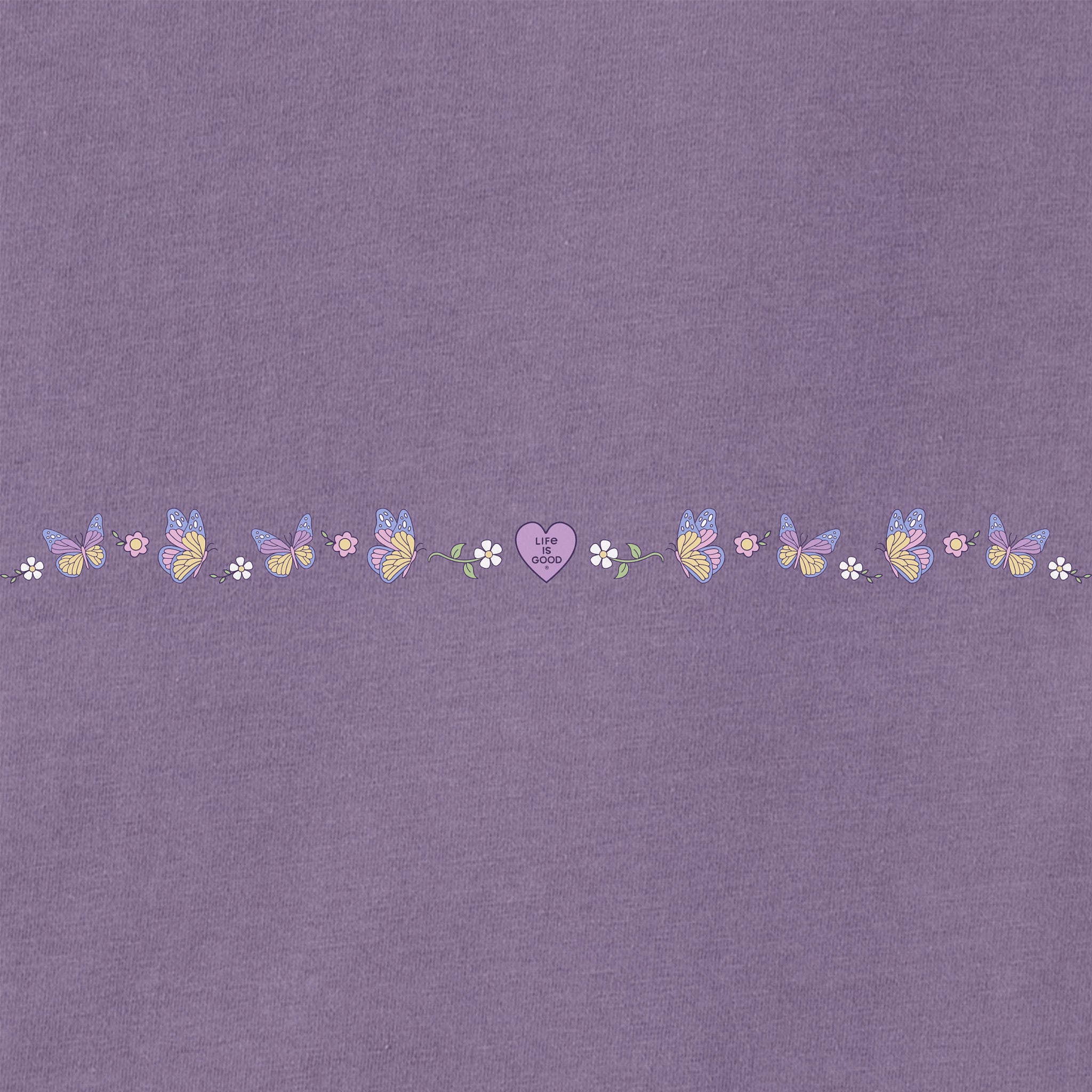 Women's Floral Butterfly Heart Long Sleeve Crusher Tee