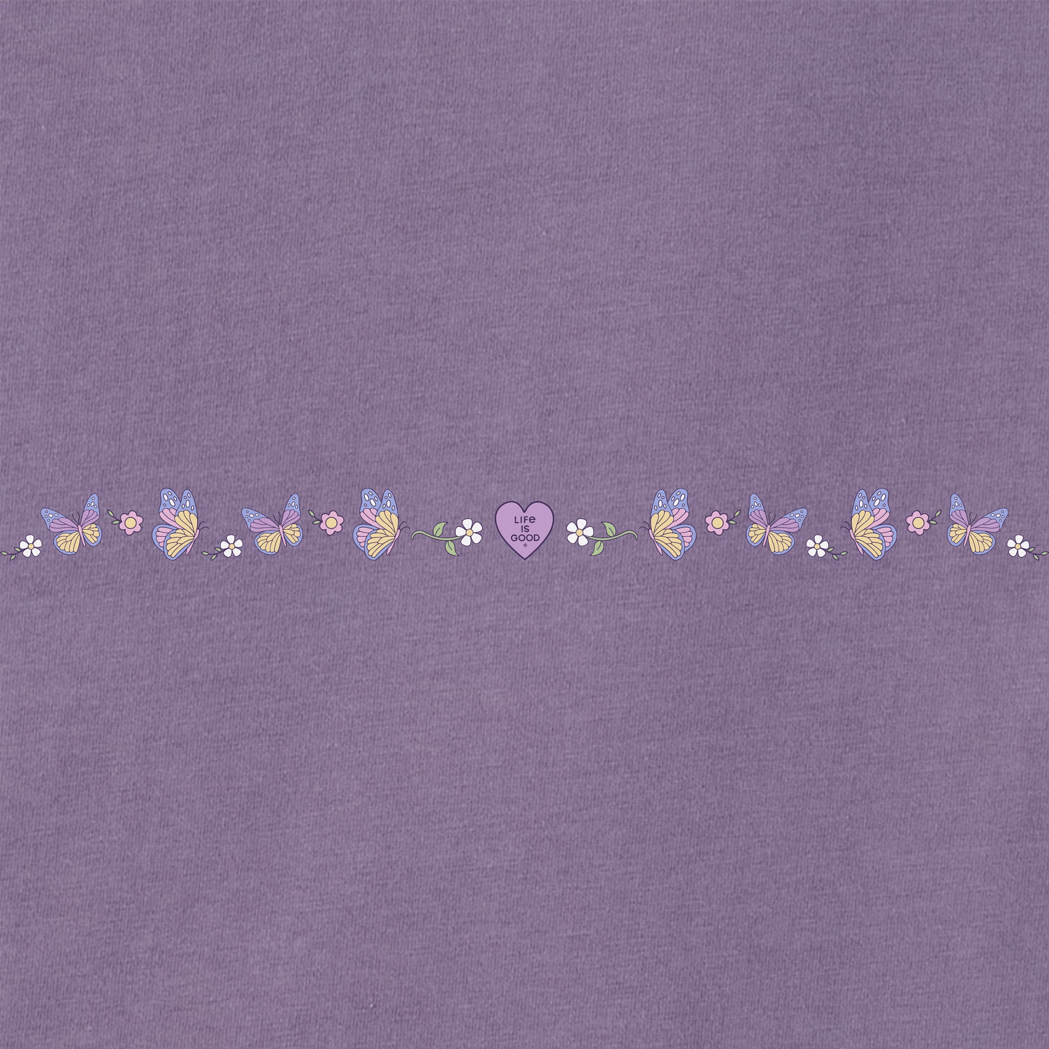 Women's Floral Butterfly Heart Short Sleeve Crusher Tee