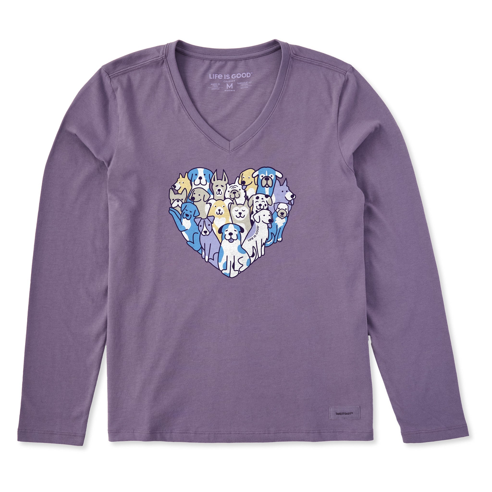 Women's Heart of Dogs Long Sleeve Crusher Vee