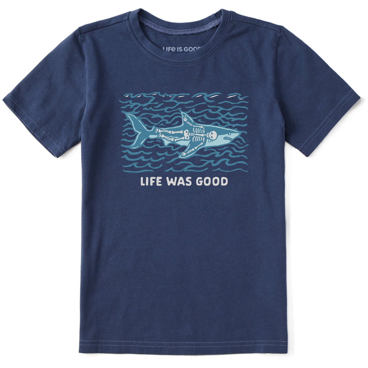 Kids Life Was Good Shark Short Sleeve Crusher Tee