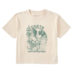 Women's Earth Home Planet Short Sleeve Crusher Boxy Tee