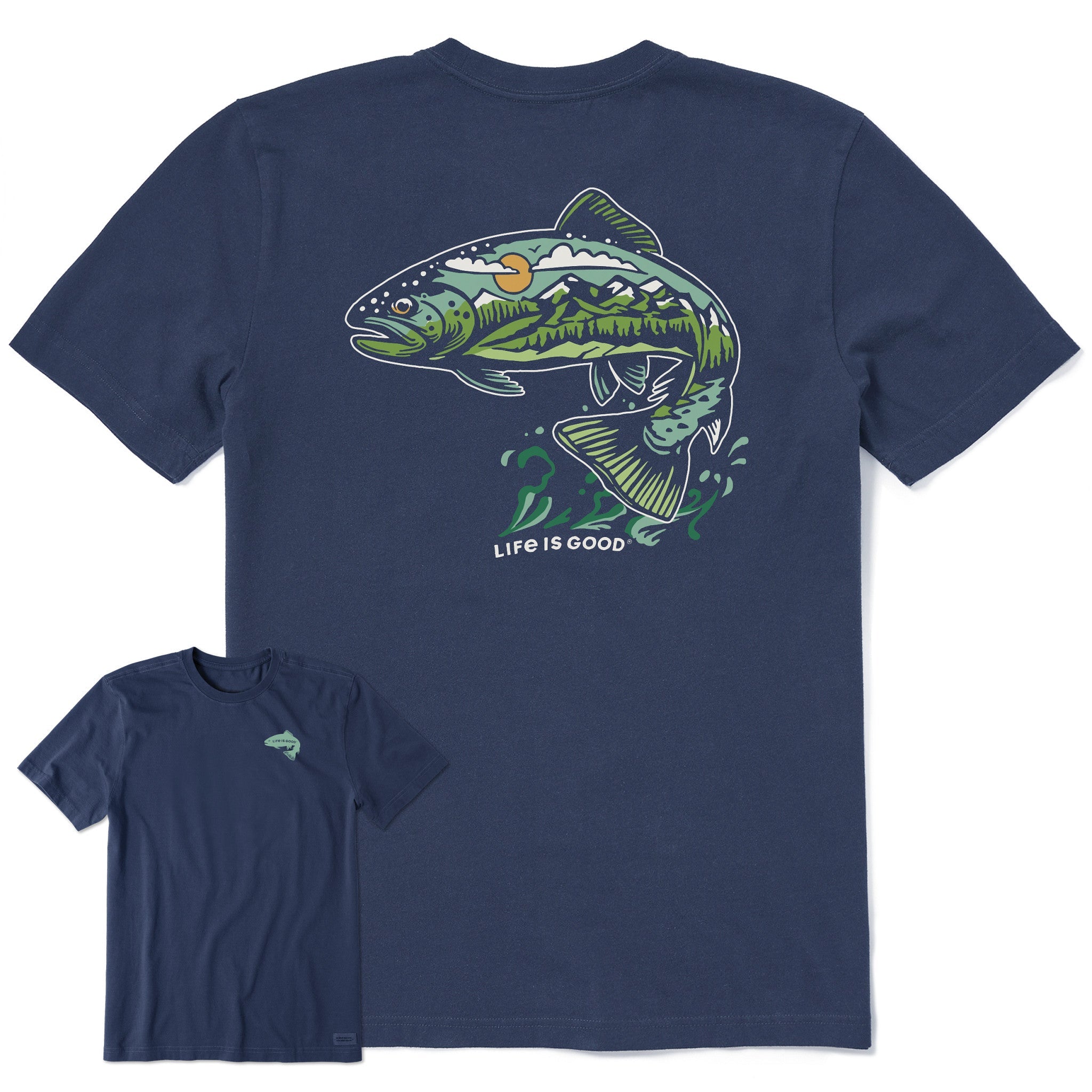 Men's Jumping Fishscape Short Sleeve Crusher Tee