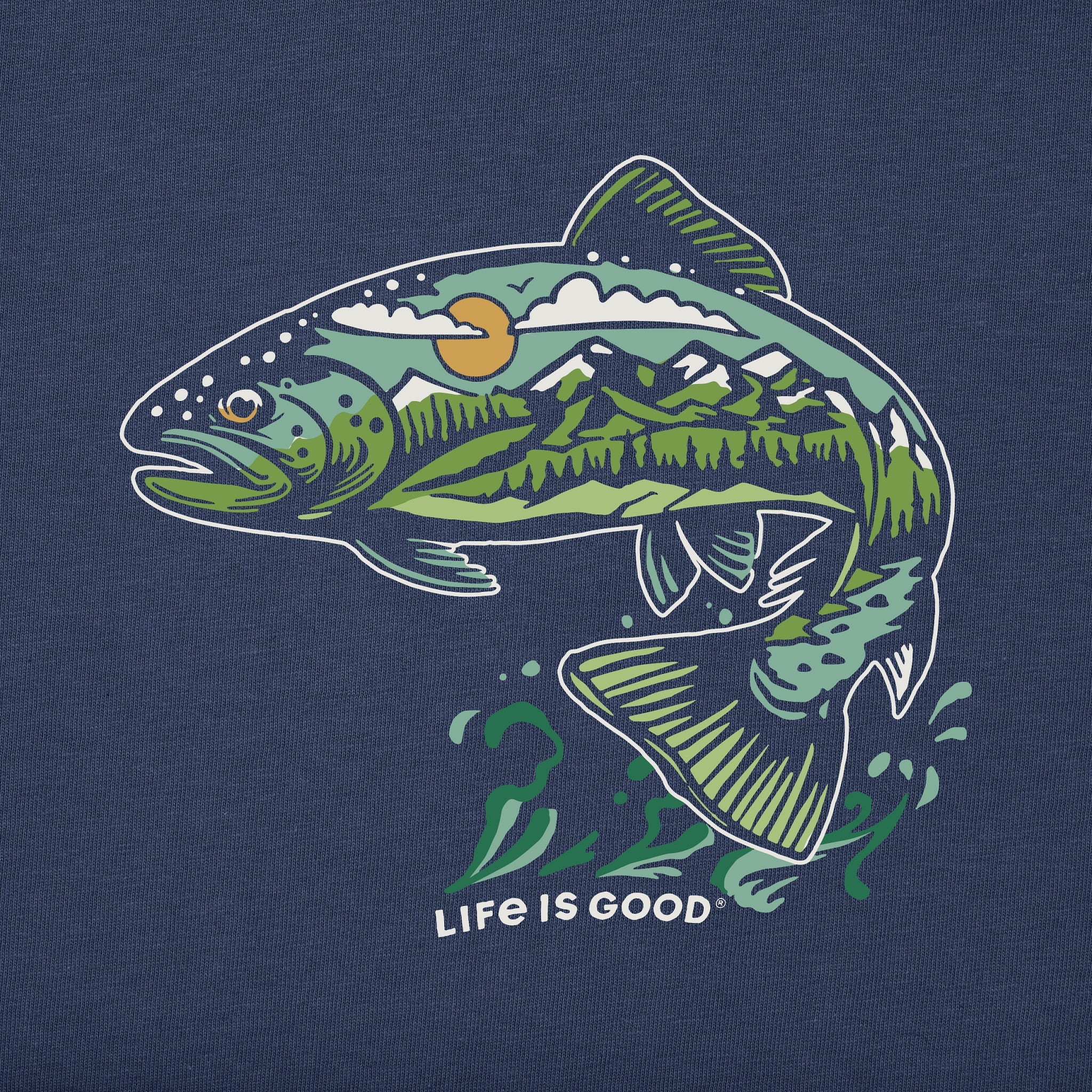 Men's Jumping Fishscape Short Sleeve Crusher Tee
