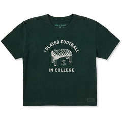 Women's I Played Football in College Short Sleeve Crusher Boxy Tee