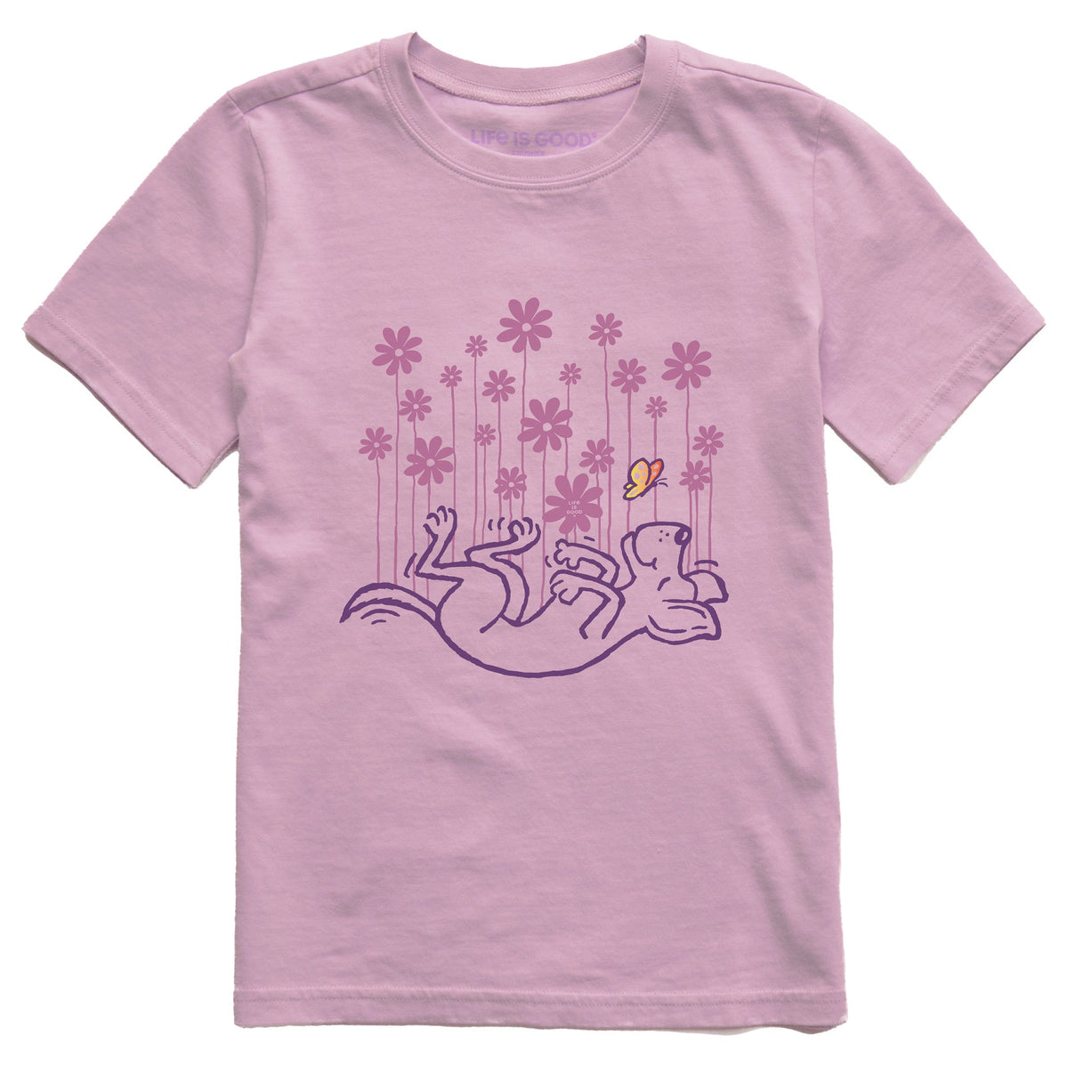 Kids Butterfly Dog Short Sleeve Crusher Tee