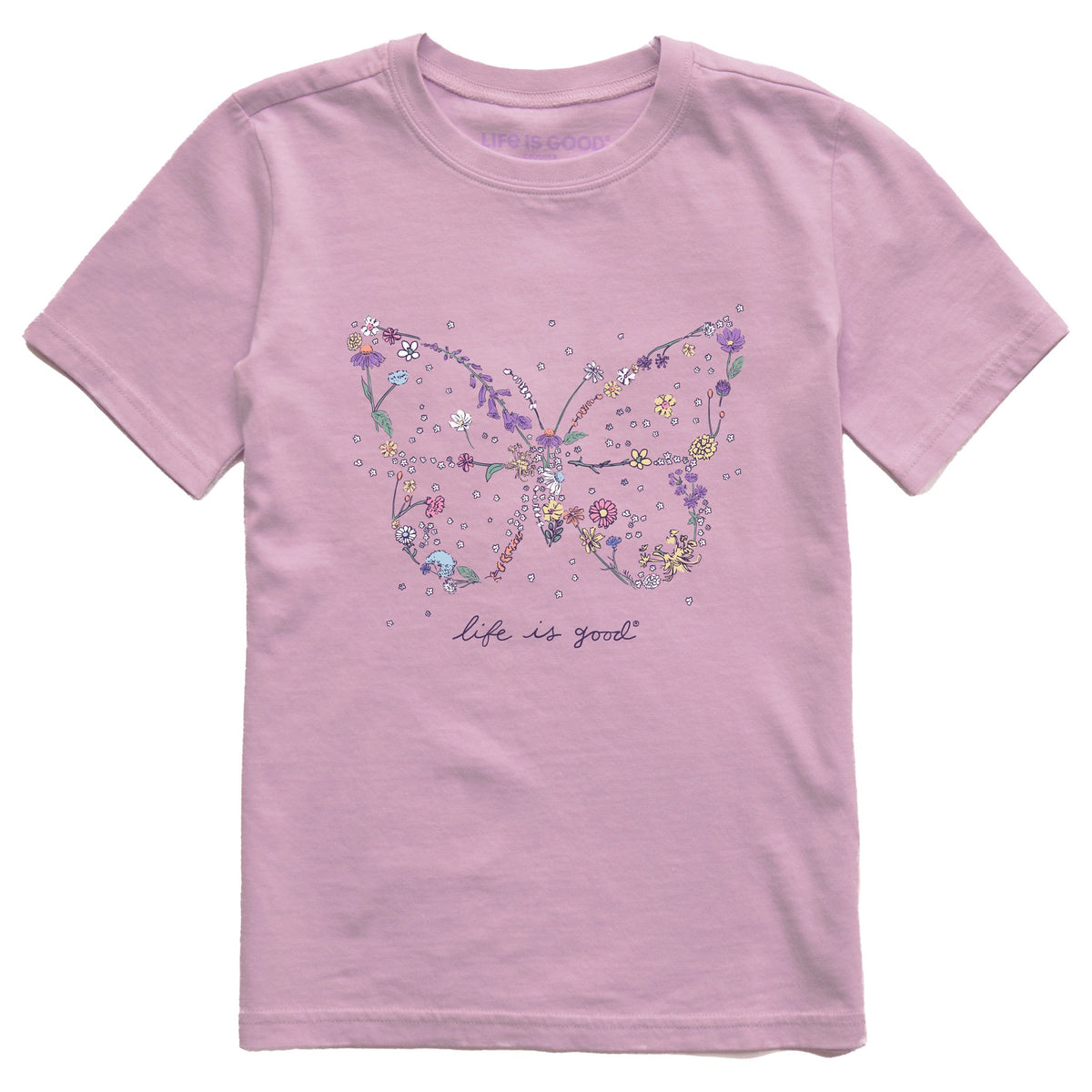 Kids Wildflower Butterfly Shape Short Sleeve Crusher Tee