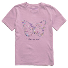 Kids Wildflower Butterfly Shape Short Sleeve Crusher Tee