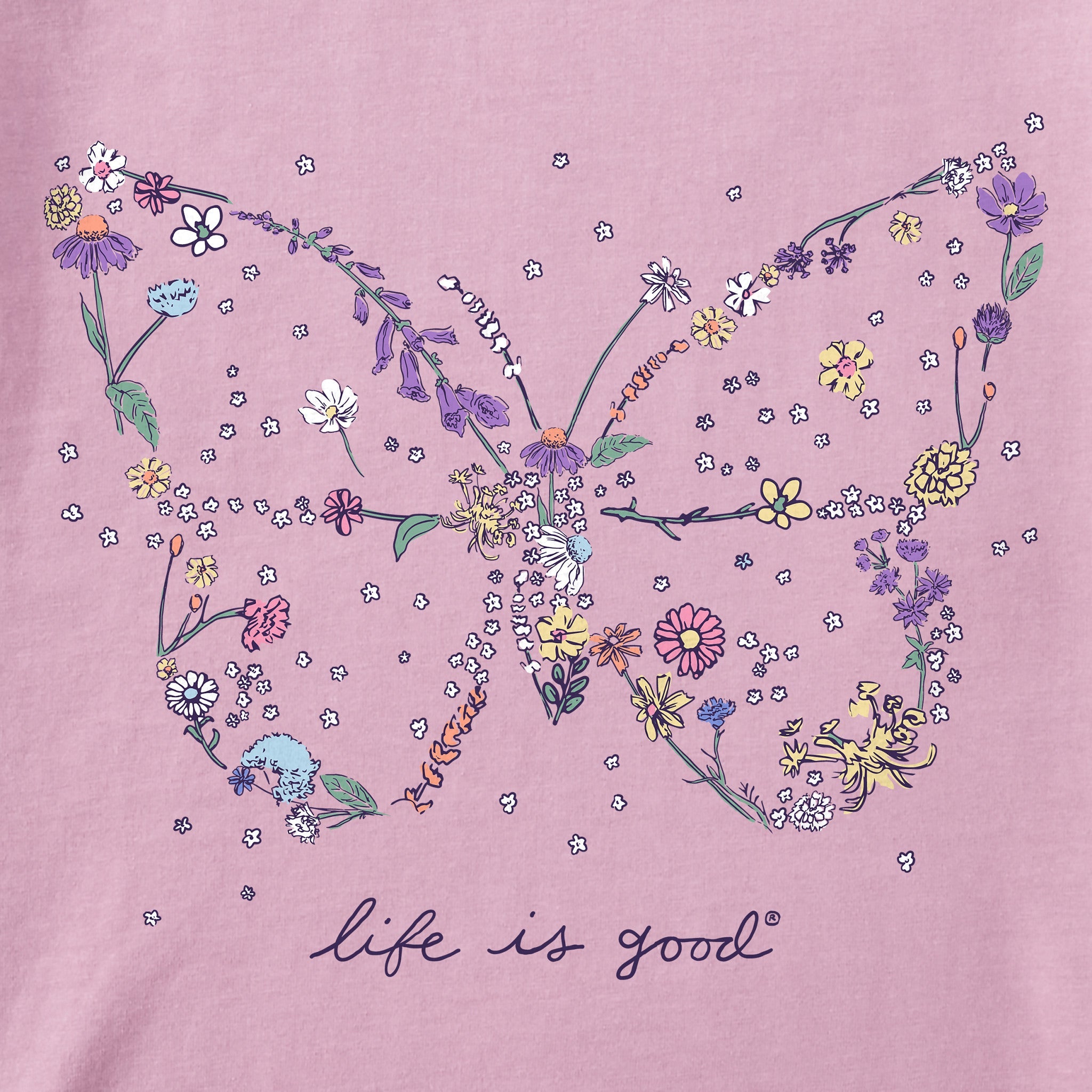 Kids Wildflower Butterfly Shape Short Sleeve Crusher Tee