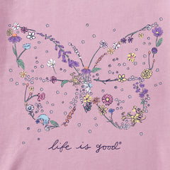 Kids Wildflower Butterfly Shape Short Sleeve Crusher Tee
