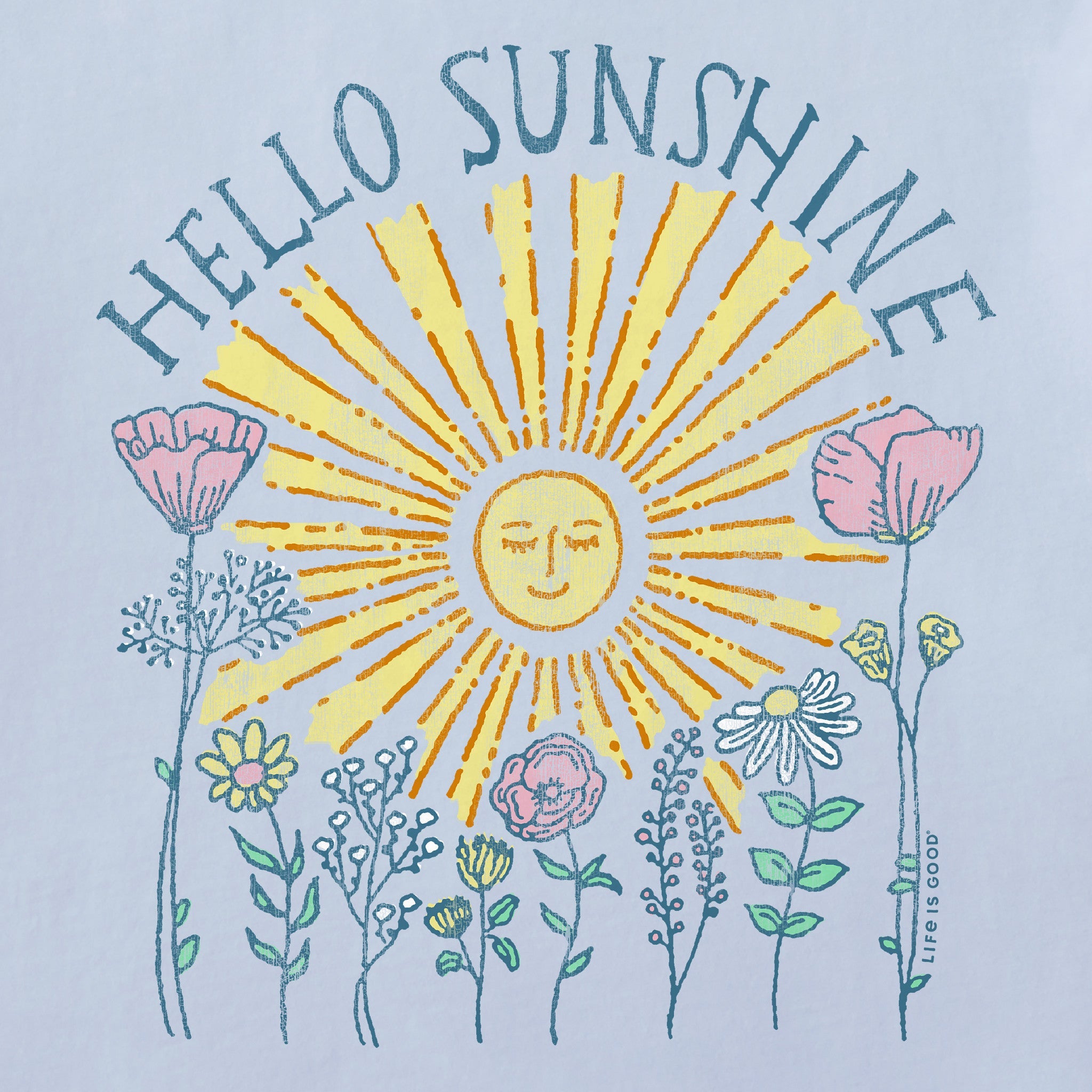 Women's Hello Sunshine Sun & Flowrs Short Sleeve Crusher Vee