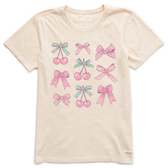 Women's Cherries and Ribbons Short Sleeve Crusher Tee
