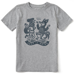 Kids Keep it Weird Chicken Fox Short Sleeve Crusher Tee