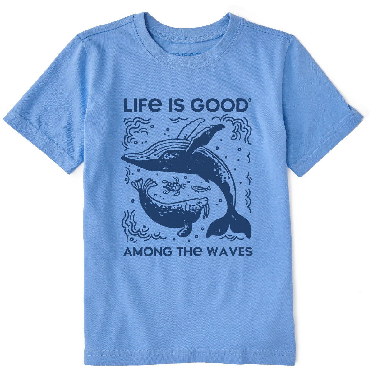 Kids Life is Good Among the Waves Whale Short Sleeve Crusher Tee