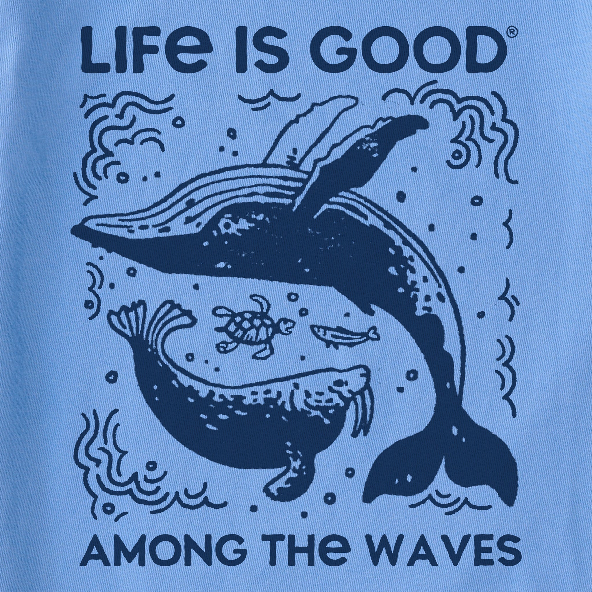 Kids Life is Good Among the Waves Whale Short Sleeve Crusher Tee