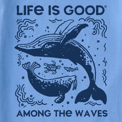 Kids Life is Good Among the Waves Whale Short Sleeve Crusher Tee