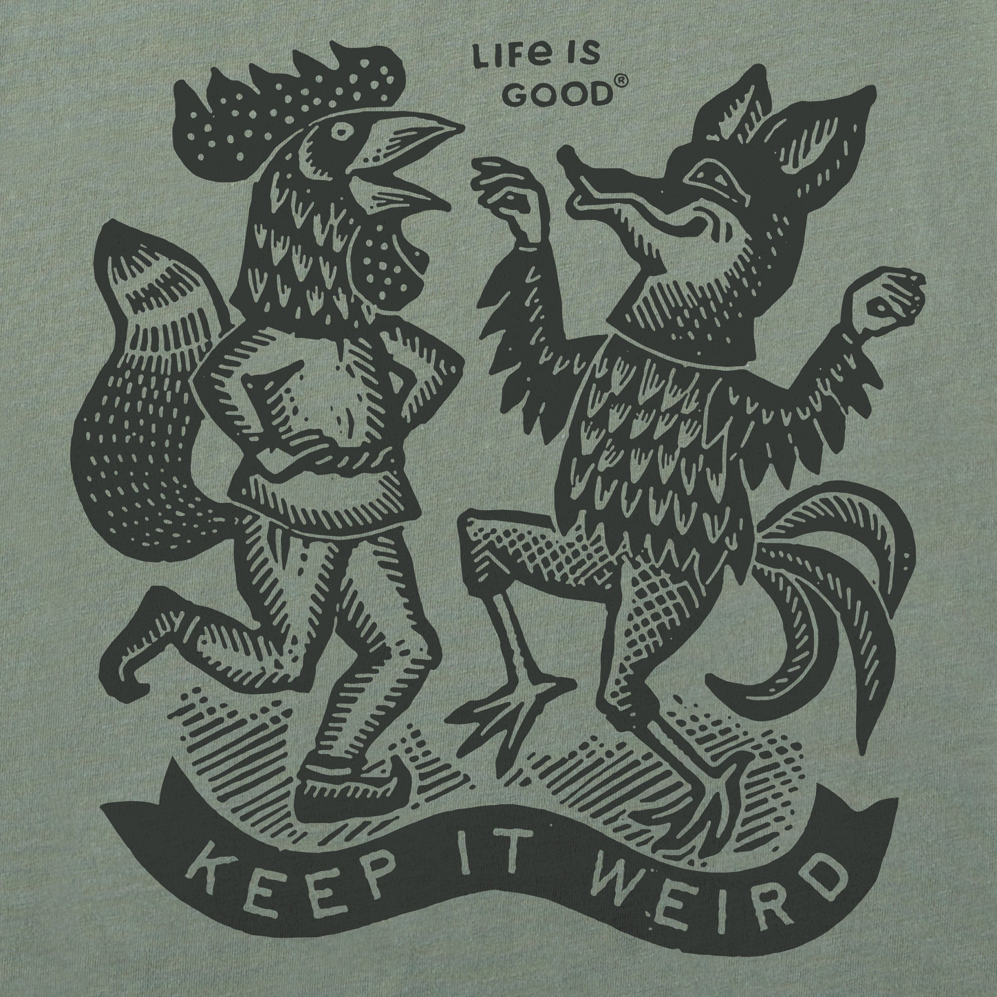 Women's Keep it Weird Chicken Fox Short Sleeve Crusher Boxy Tee