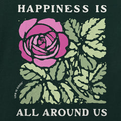 Women's Happiness is All Around Us Flower Short Sleeve Crusher Tee