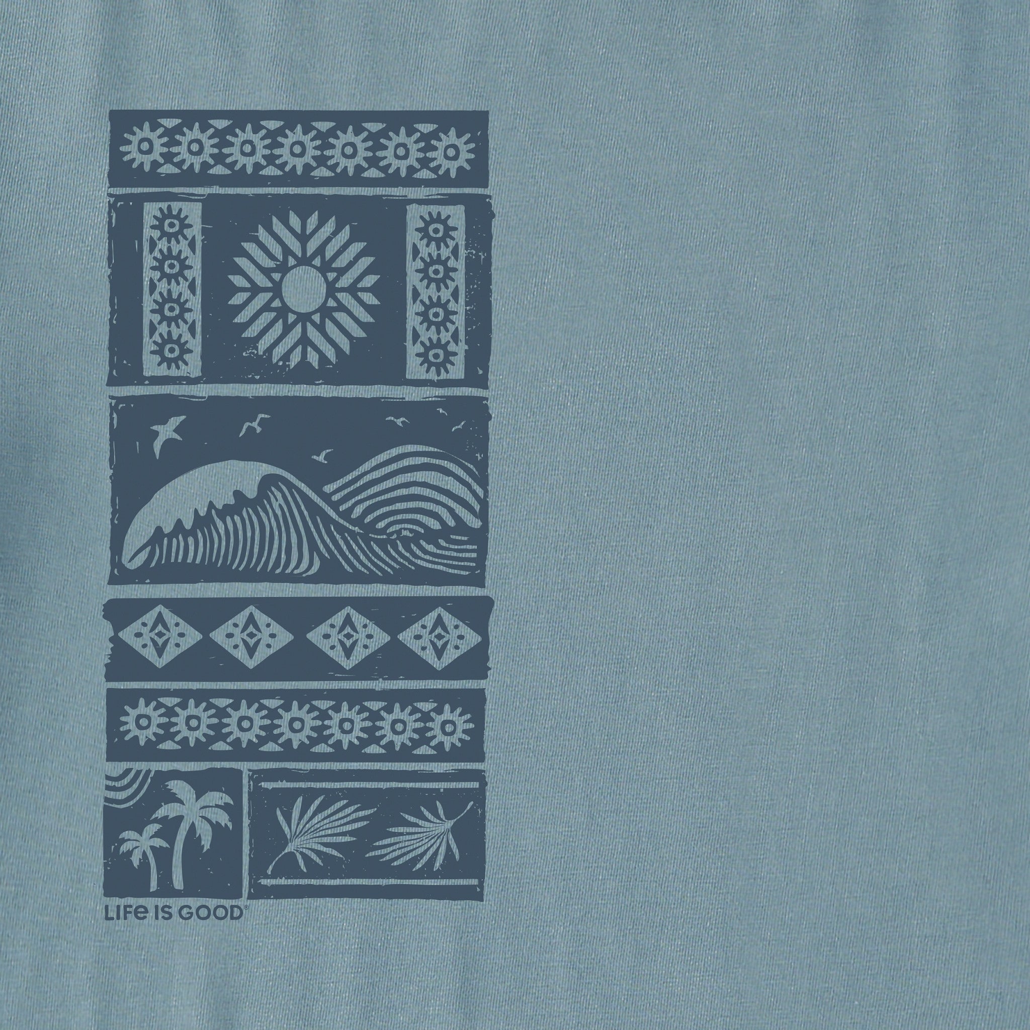 Men's Wave Woodblock Short Sleeve Crusher Tee