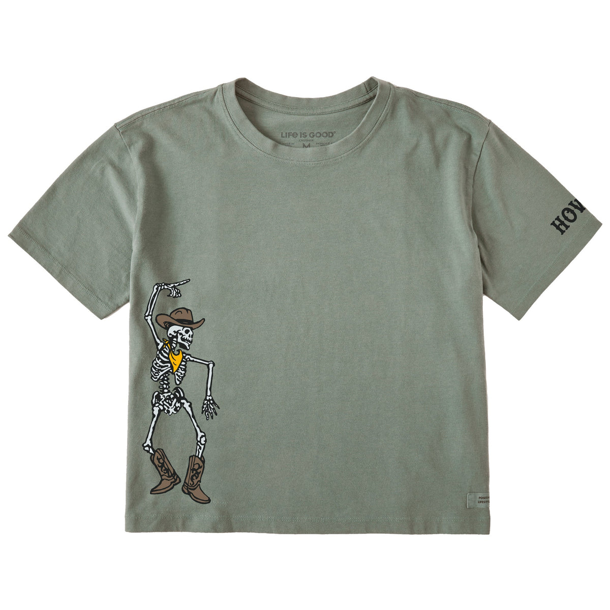 Women's Howdy Cowboy Skeleton Short Sleeve Crusher Boxy Tee