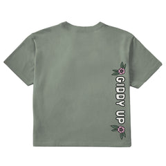 Women's Giddy Up Cowgirl Boots Short Sleeve Crusher Boxy Tee