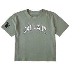 Women's Cat Lady Arch Short Sleeve Crusher Boxy Tee