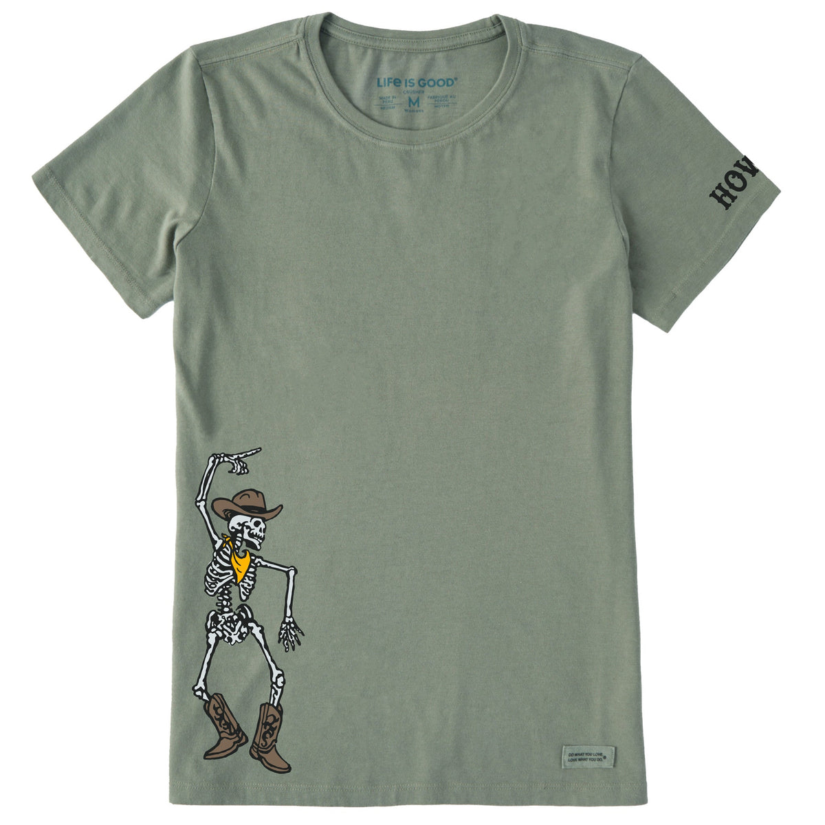 Women's Howdy Cowboy Skeleton Short Sleeve Crusher Tee
