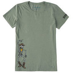 Women's Howdy Cowboy Skeleton Short Sleeve Crusher Tee