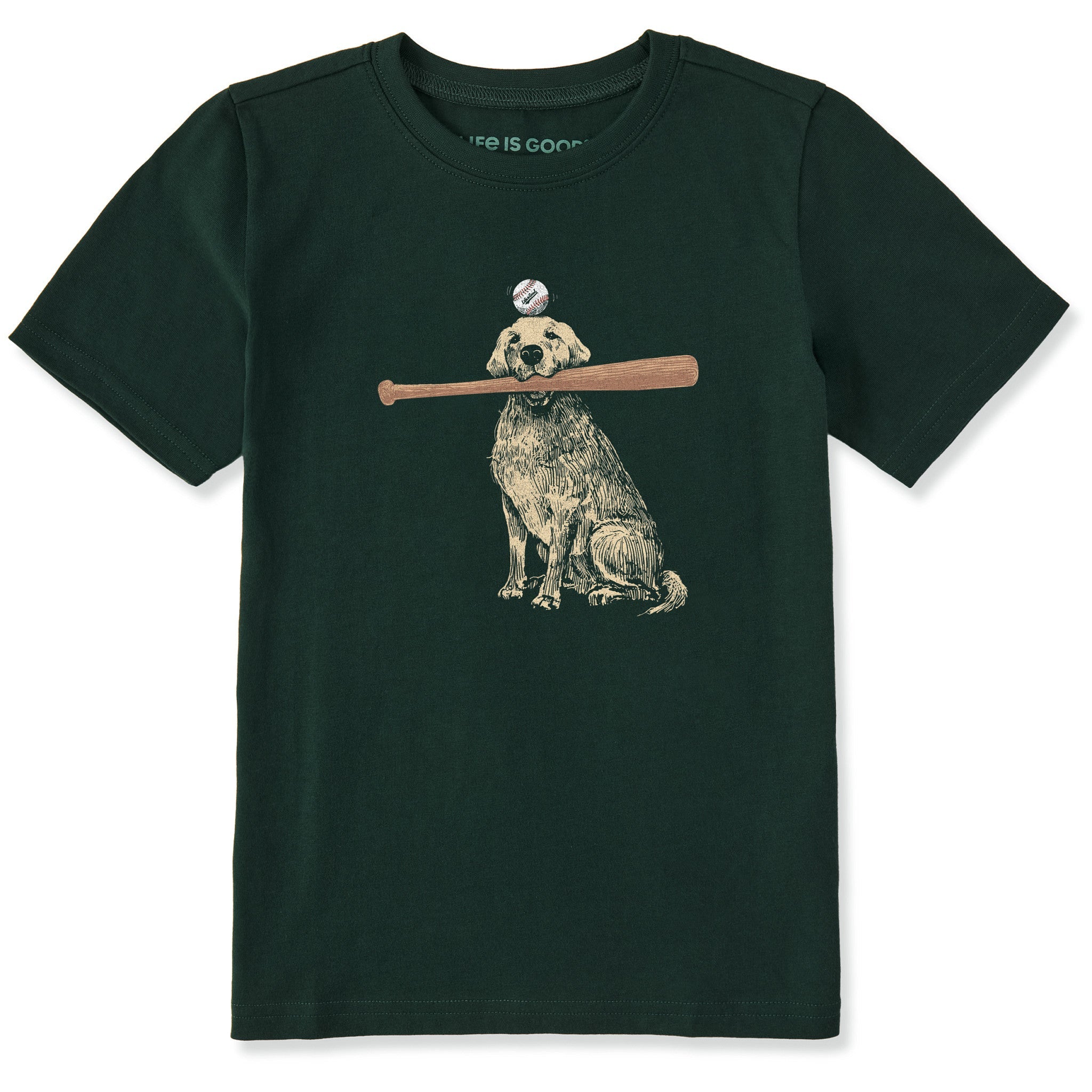 Kids Dog with Bat and Ball Short Sleeve Crusher Tee