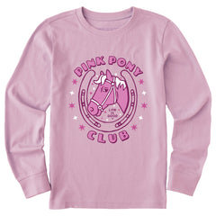 Kids Pink Pony Club Long Sleeve Crusher Tee