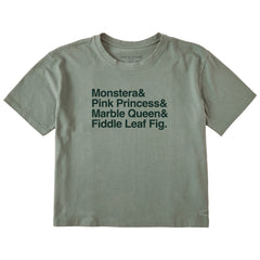 Women's Houseplants Stack Short Sleeve Crusher Boxy Tee