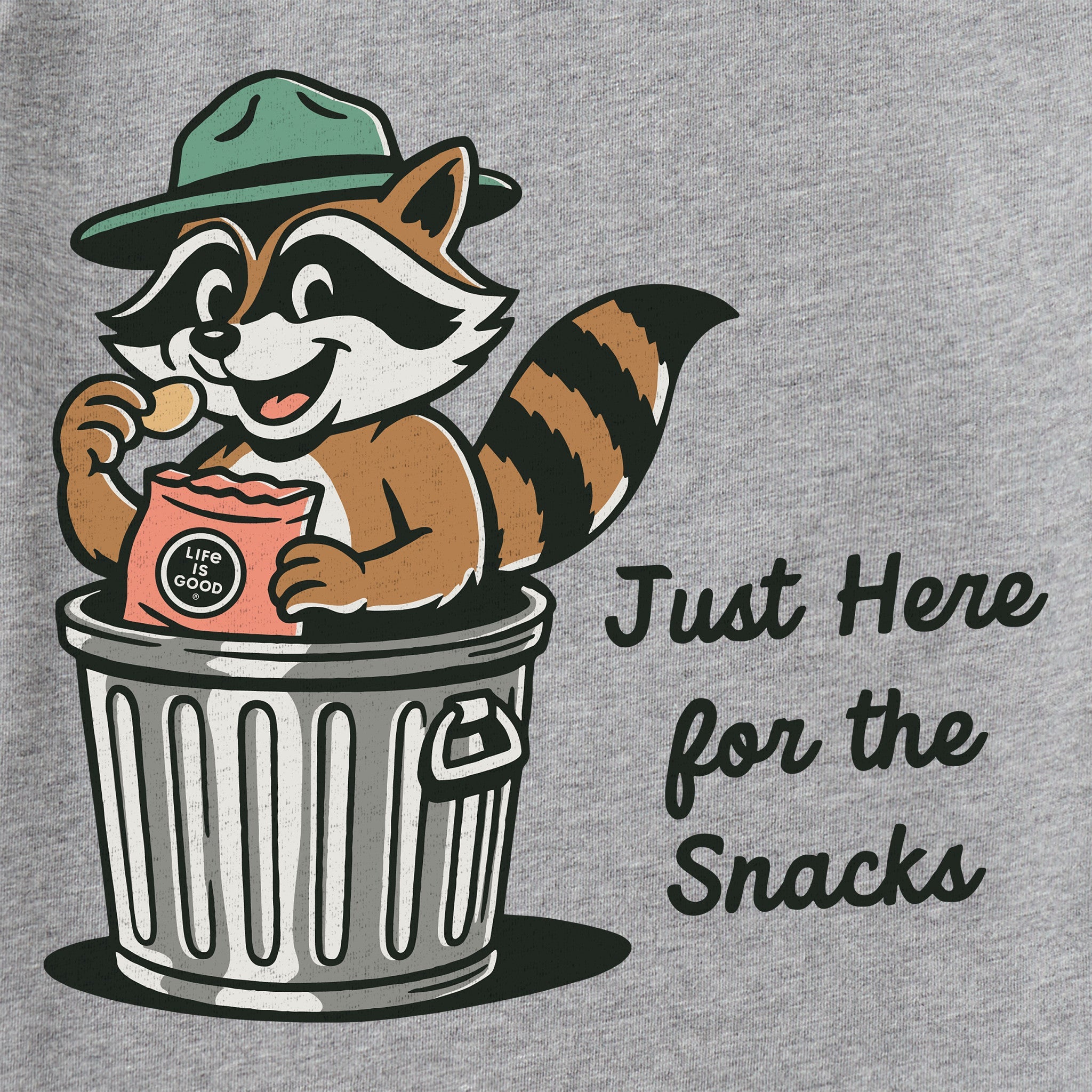 Kids Just Here for The Snacks Raccoon Short Sleeve Crusher Tee
