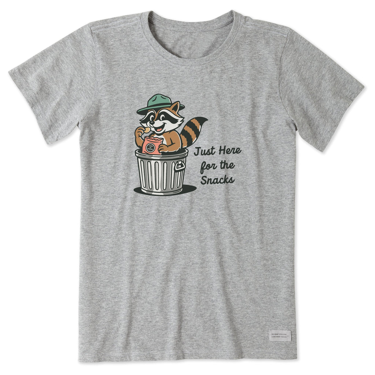 Women's Just Here for The Snacks Raccoon Short Sleeve Tee