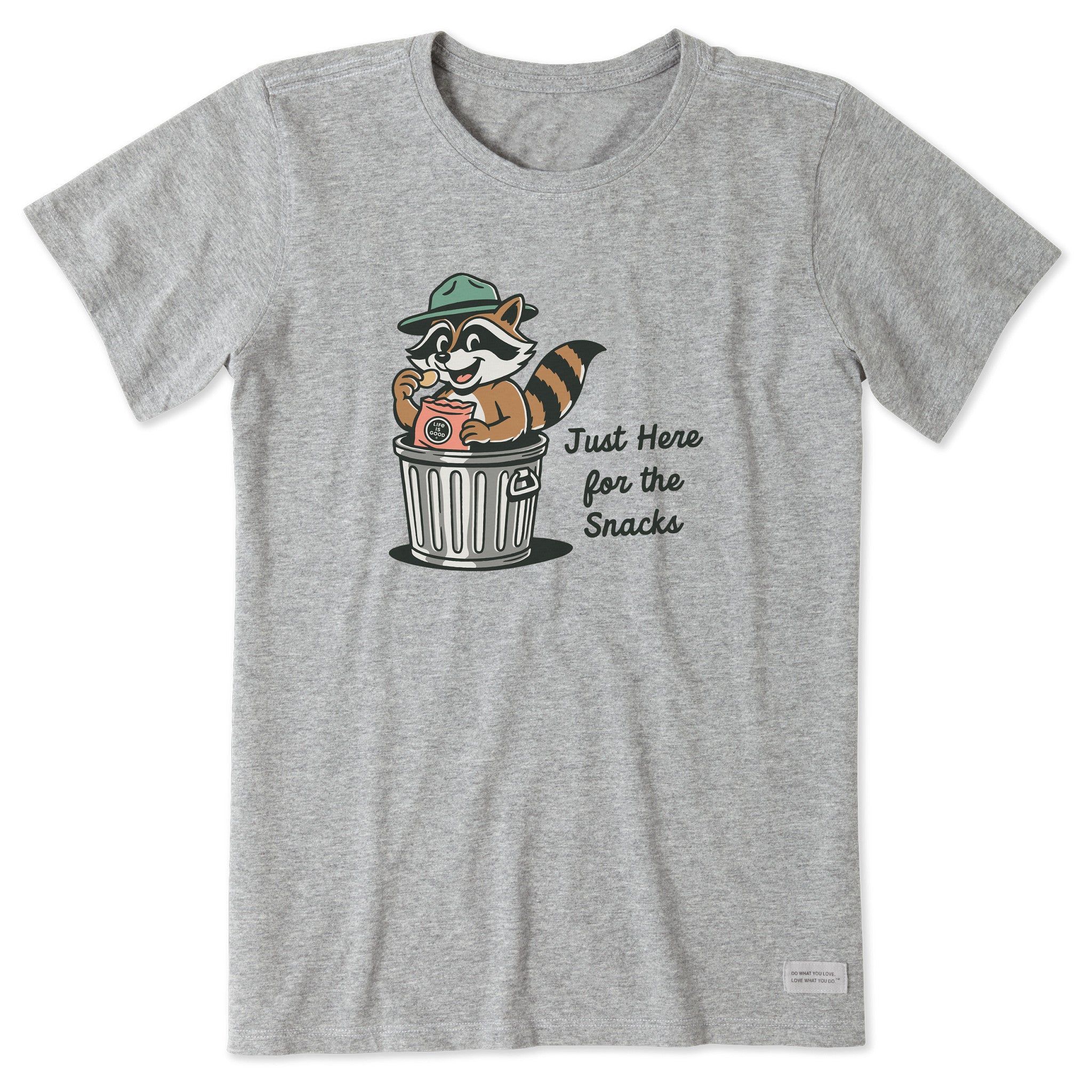 Women's Just Here for The Snacks Raccoon Short Sleeve Tee
