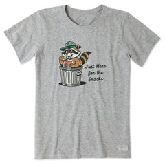 Women's Just Here for The Snacks Raccoon Short Sleeve Tee